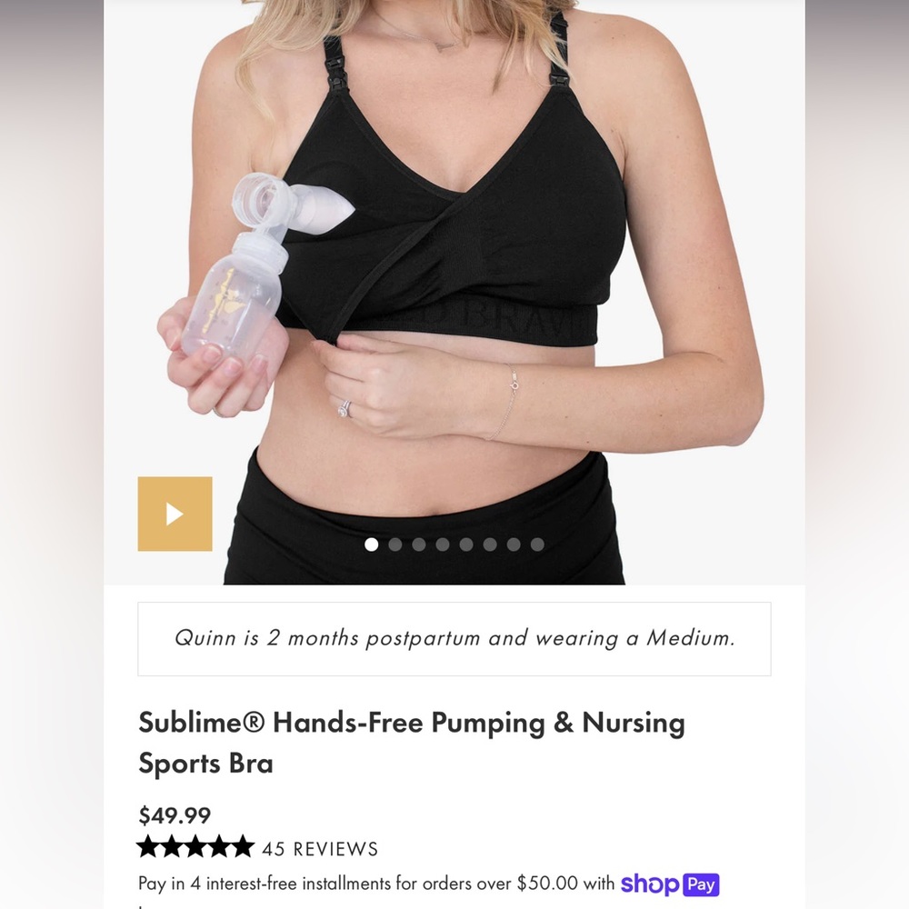 Kindred bravely pumping/nursing bra size small busty